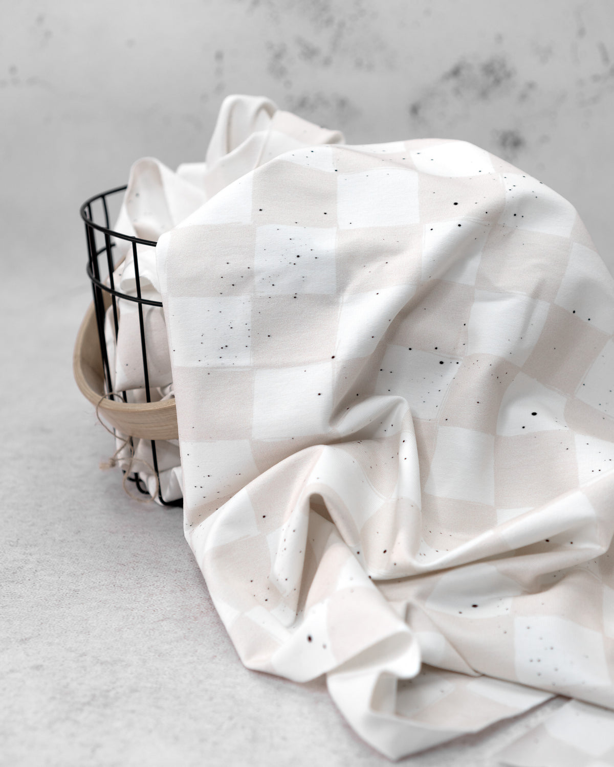 Softbeige Checks- French Terry