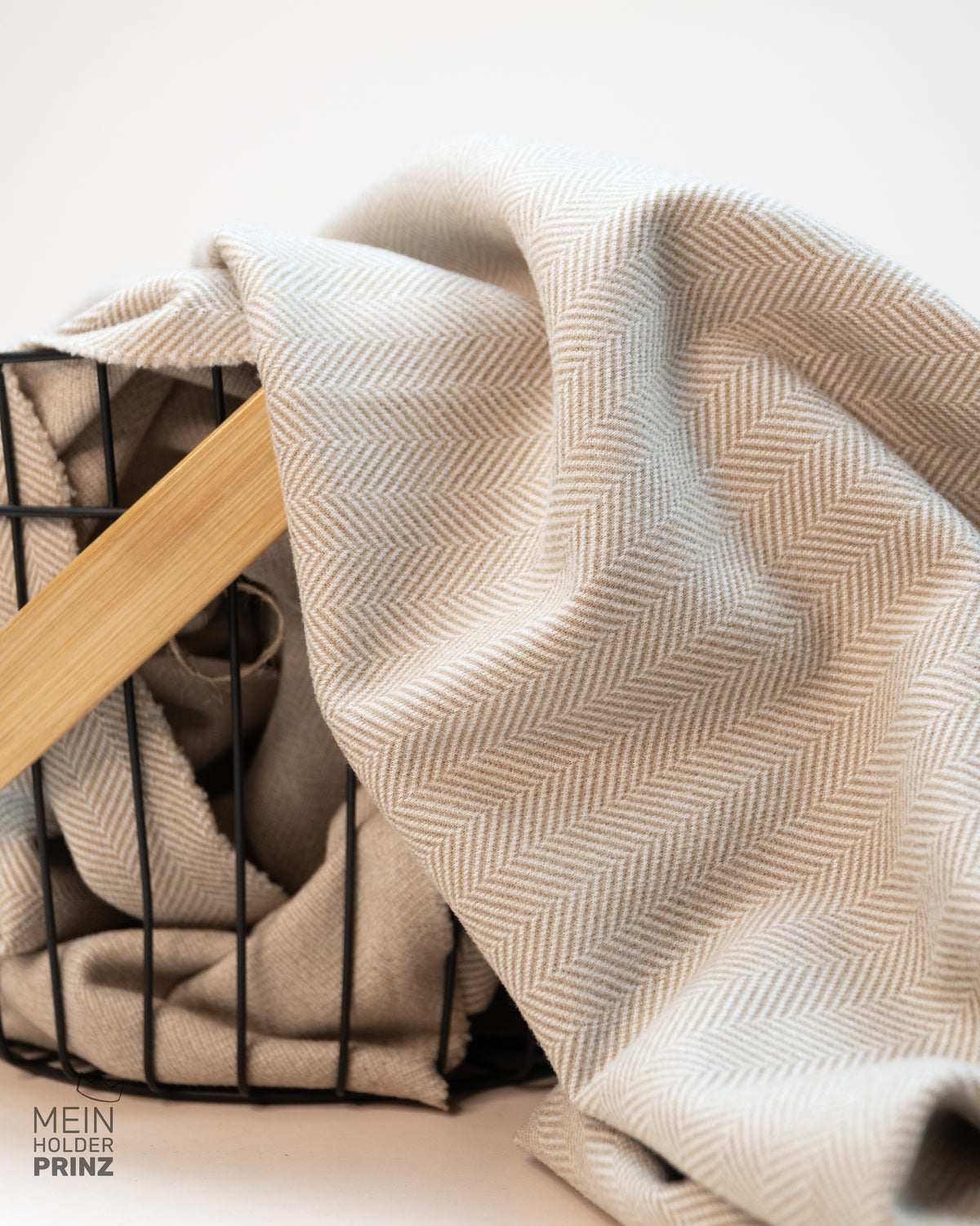 Jacquard Jersey beige - Fischgräten Design