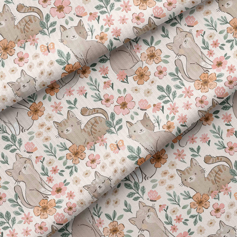 Blumenkatze Rib Stoff