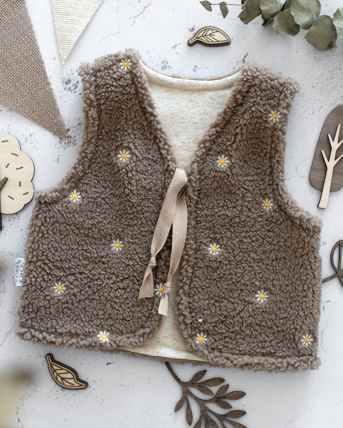 Weste Gr.86/92 Blumen Taupe