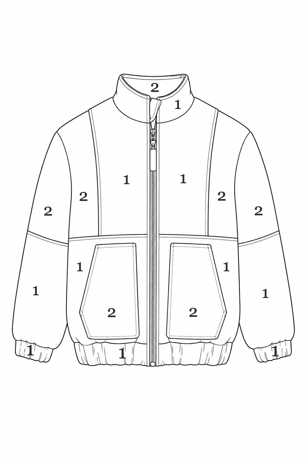 Walkjacke mit Teilung und Applikation